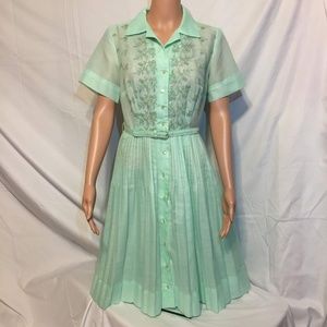 Vintage Floral Embroidered Fit Flare Pinup Dress